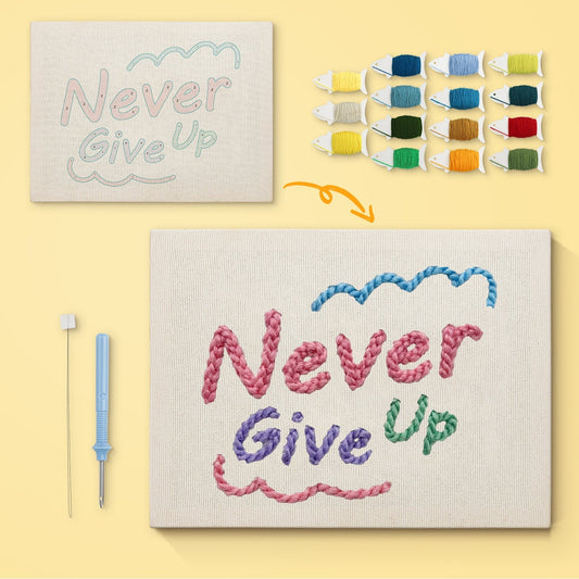 Ge aldrig upp – Punch needle-broderi