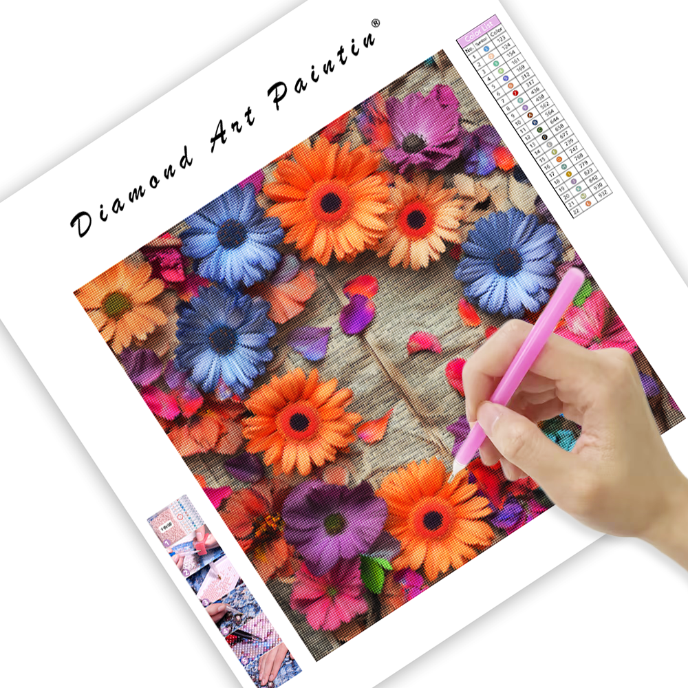 Blomsterarrangemang på papper - Diamond Painting