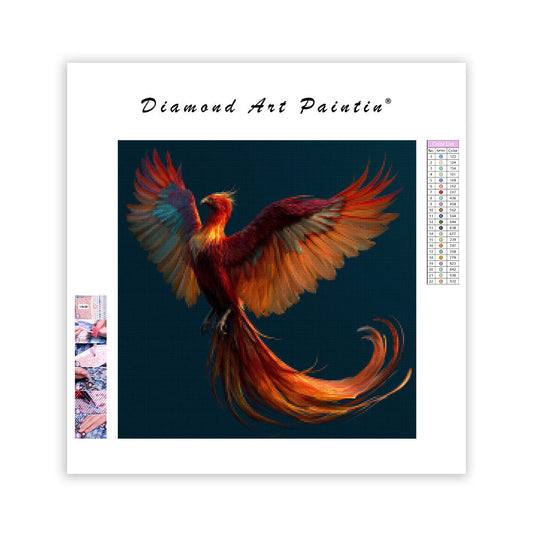 Karmosinröd fenix – Diamantmålning