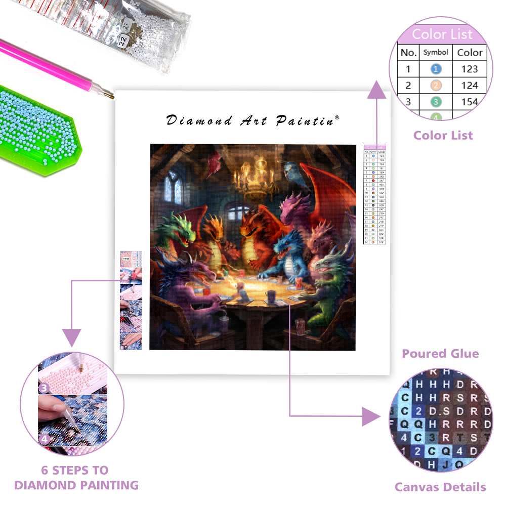 Drakens kortspel - Diamond Painting