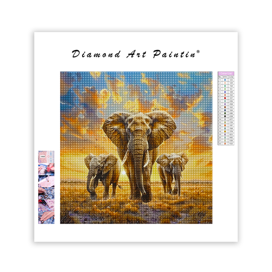 Elefant Vid SolnedgåNgen - DiamantmåLning
