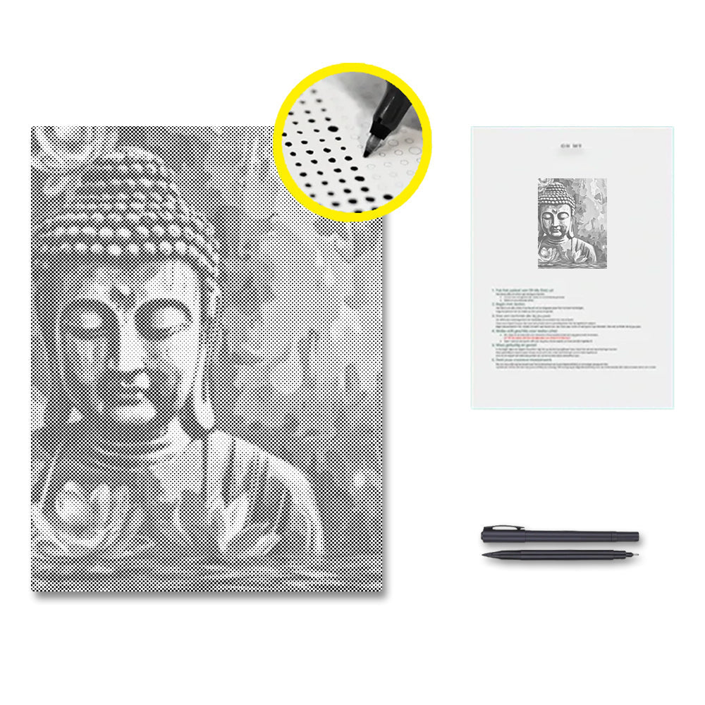 Buddha med blomma – Punktmålning