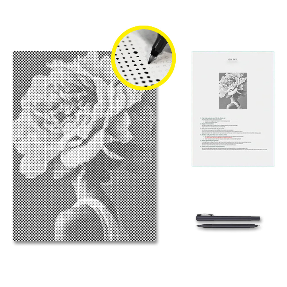 Kvinna med blommor – Punktmålning