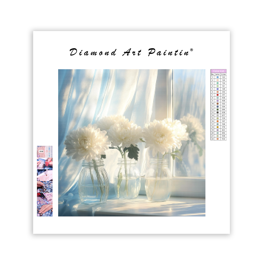 Mjuk blommig elegans - Diamantmålning