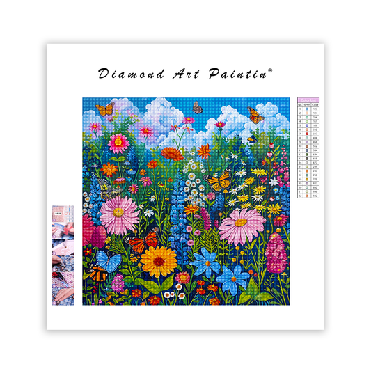 FjäRil Bland Blommor - DiamantmåLning