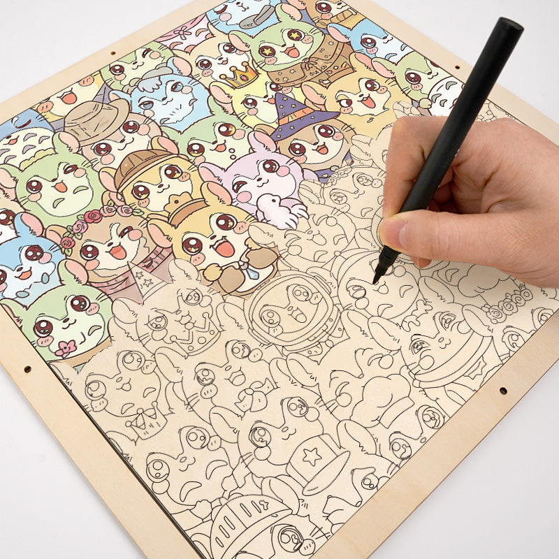 Chinchilla - Träpussel med målarbilder