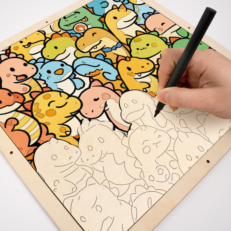 Liten drake - Träpussel med målarbilder