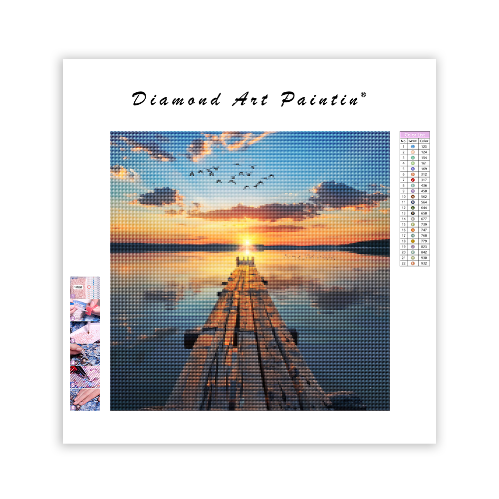 Mólo pri jazere Sunset - Diamantmålning