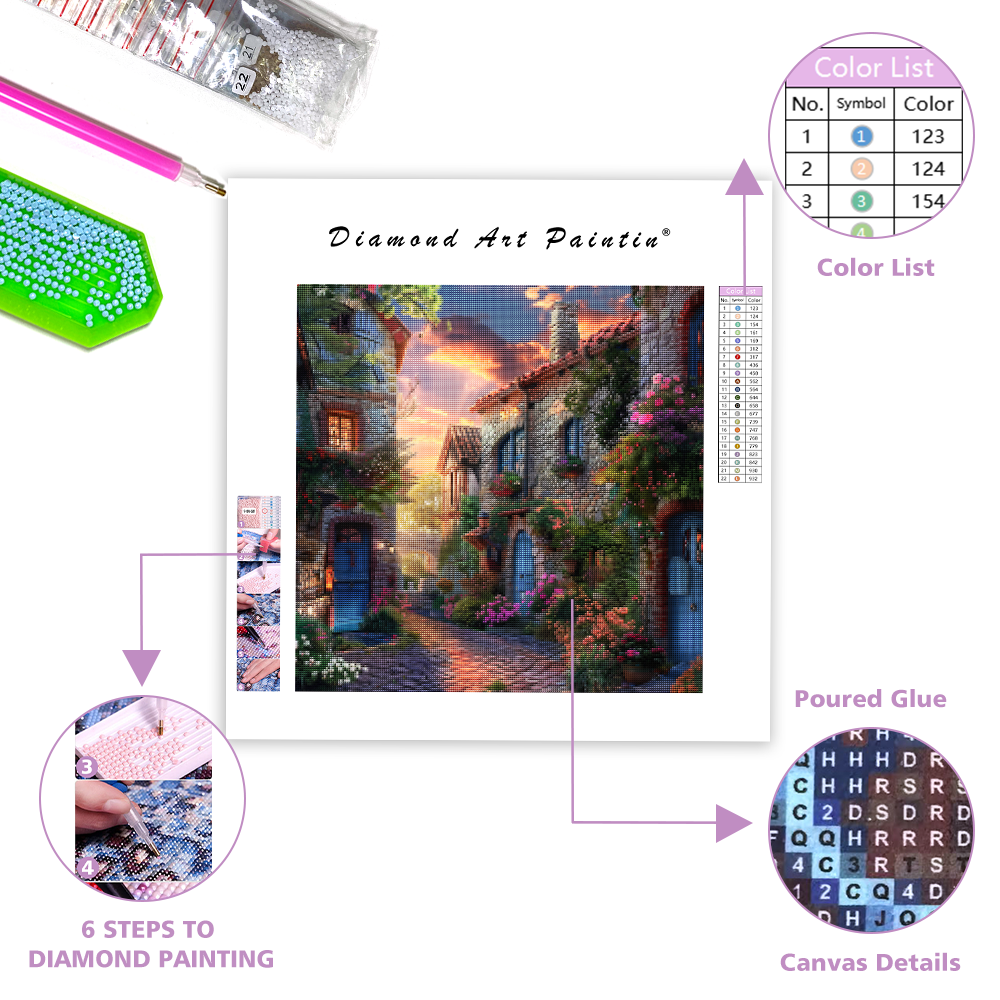 Cestička do rozprávkovej dedinky - Diamantmålning