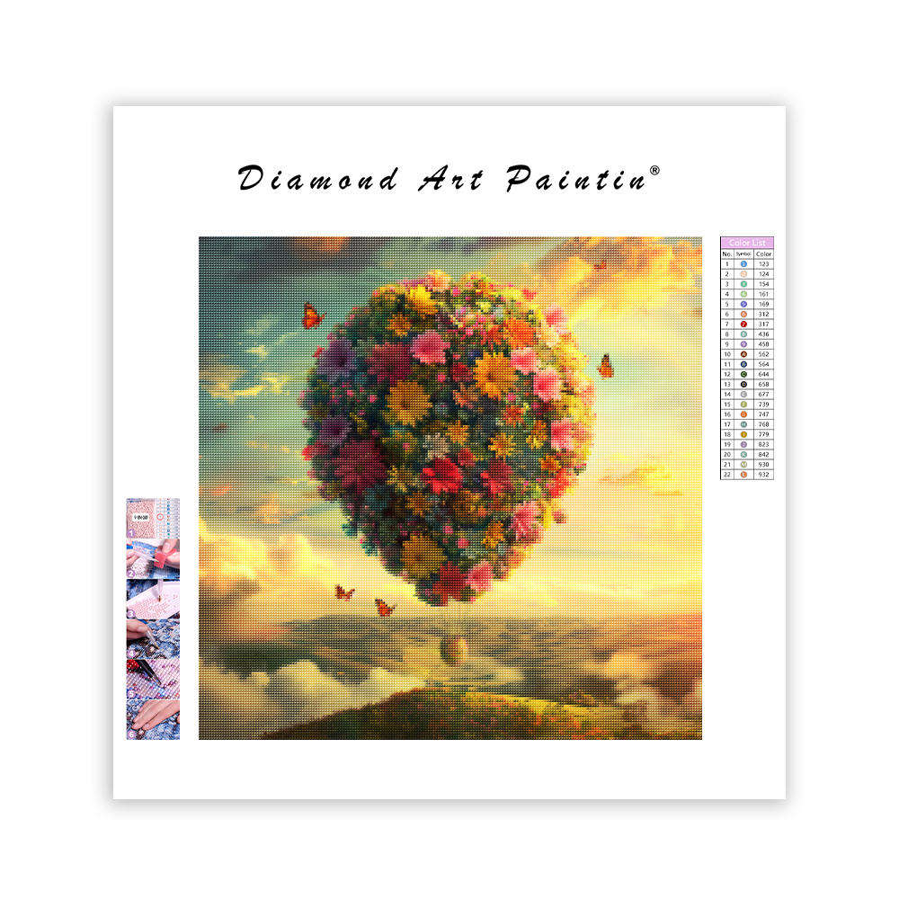 Kvetinový balón Sky - Diamantmålning