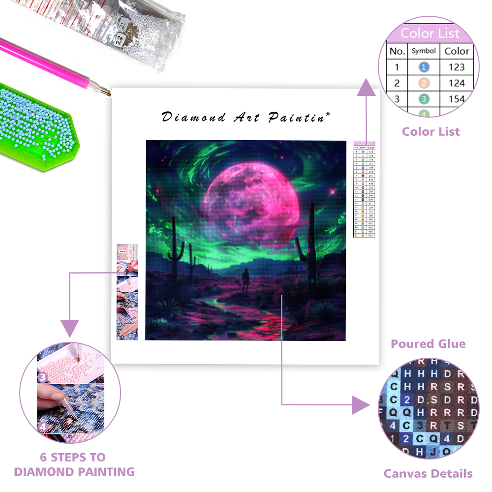 Neónová púšť Moonwalk - Diamantmålning
