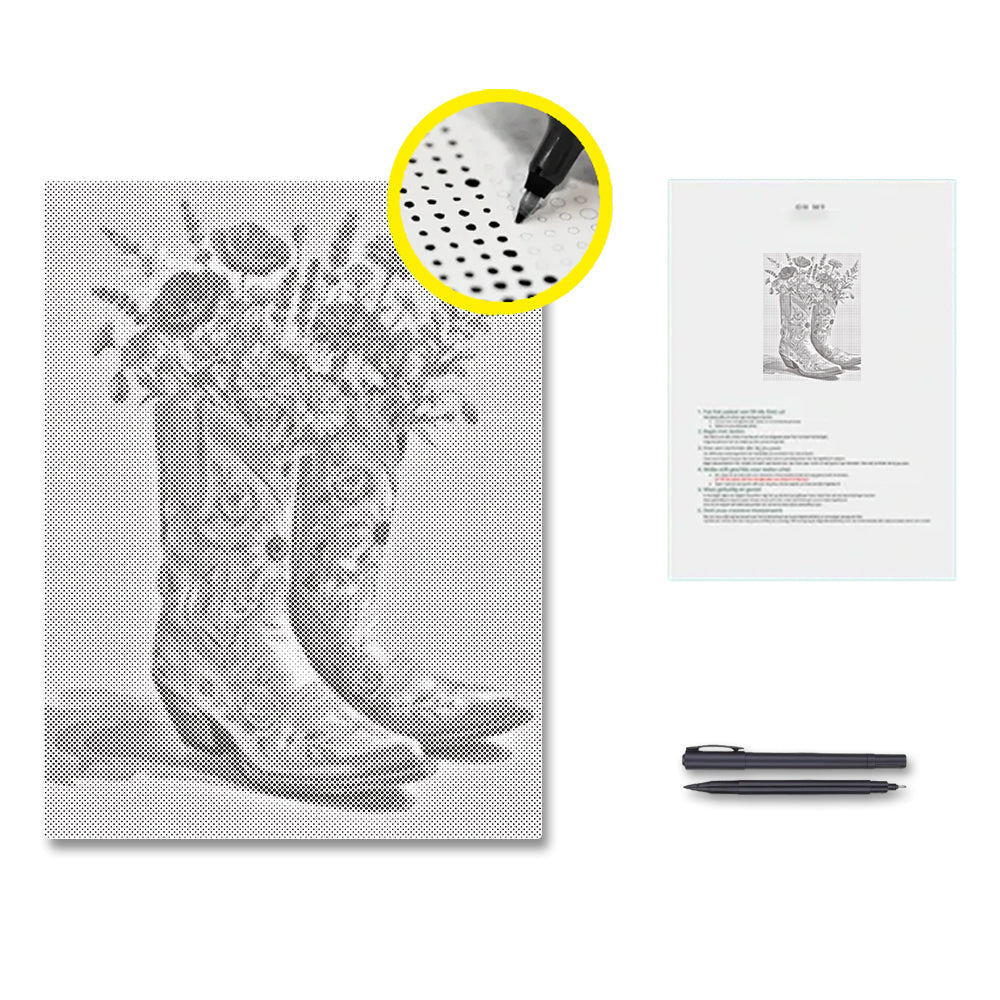 Stövlar och blomster – Punktmålning
