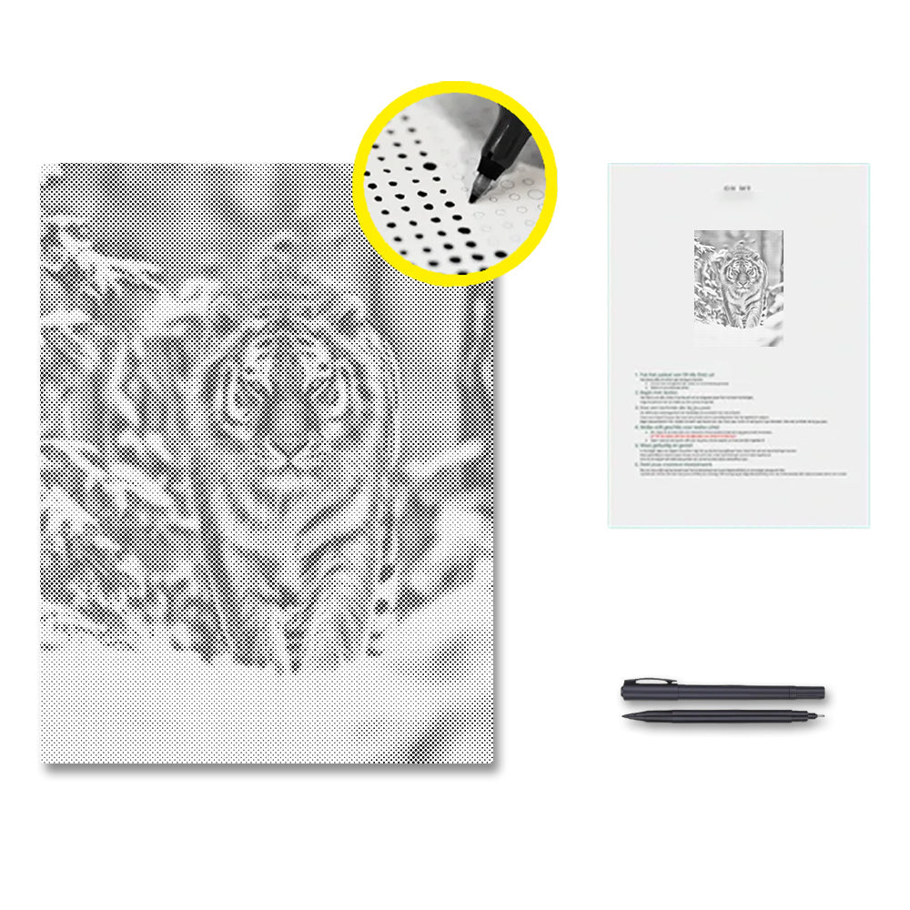 Sibirisk tiger i snö - Prickmålning