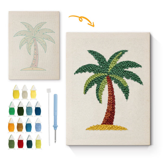 Färgstark palm – Punch needle-broderi