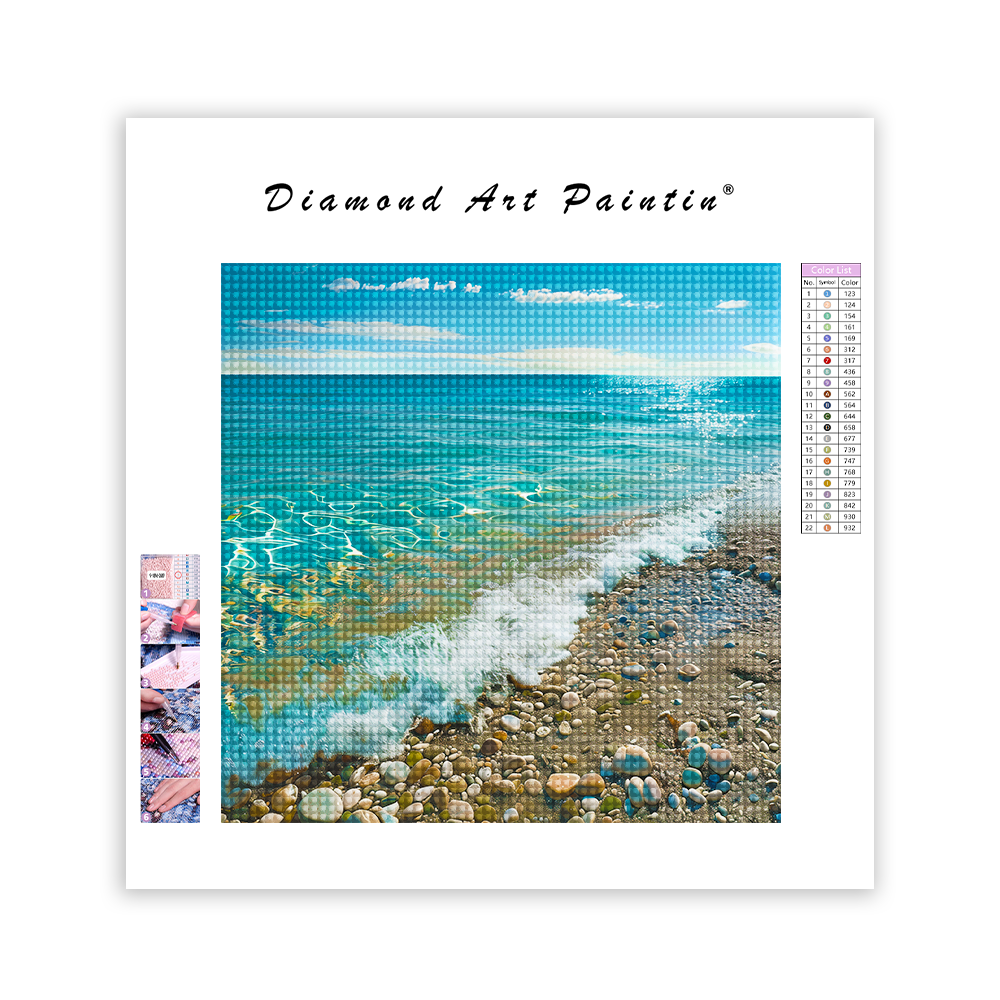 Strand Med Ljust Vatten - DiamantmåLning