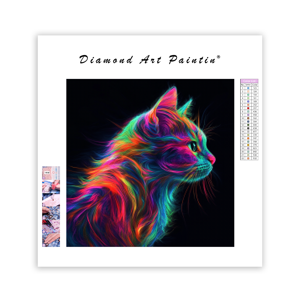 Färgad katt - Diamantmålning