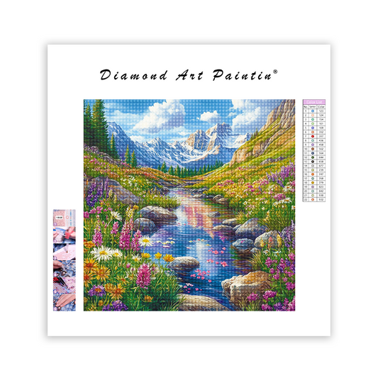 Ibrant Mountain Stream - DiamantmåLning