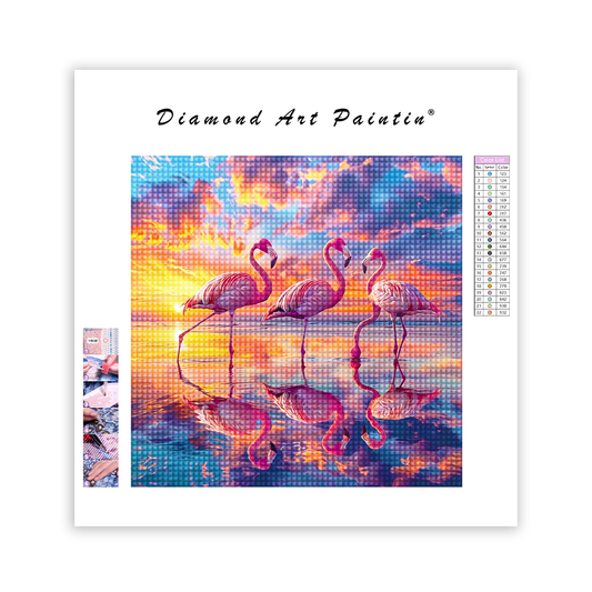 Flamingo Sunset - DiamantmåLning