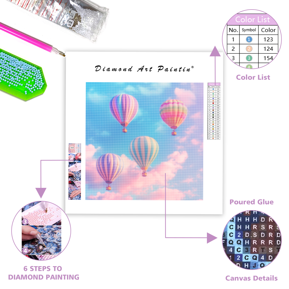 Pastell ballonghimmel - Diamantmålning