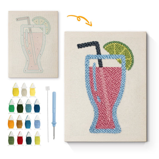 Rosa drink med lime – Punch needle-broderi