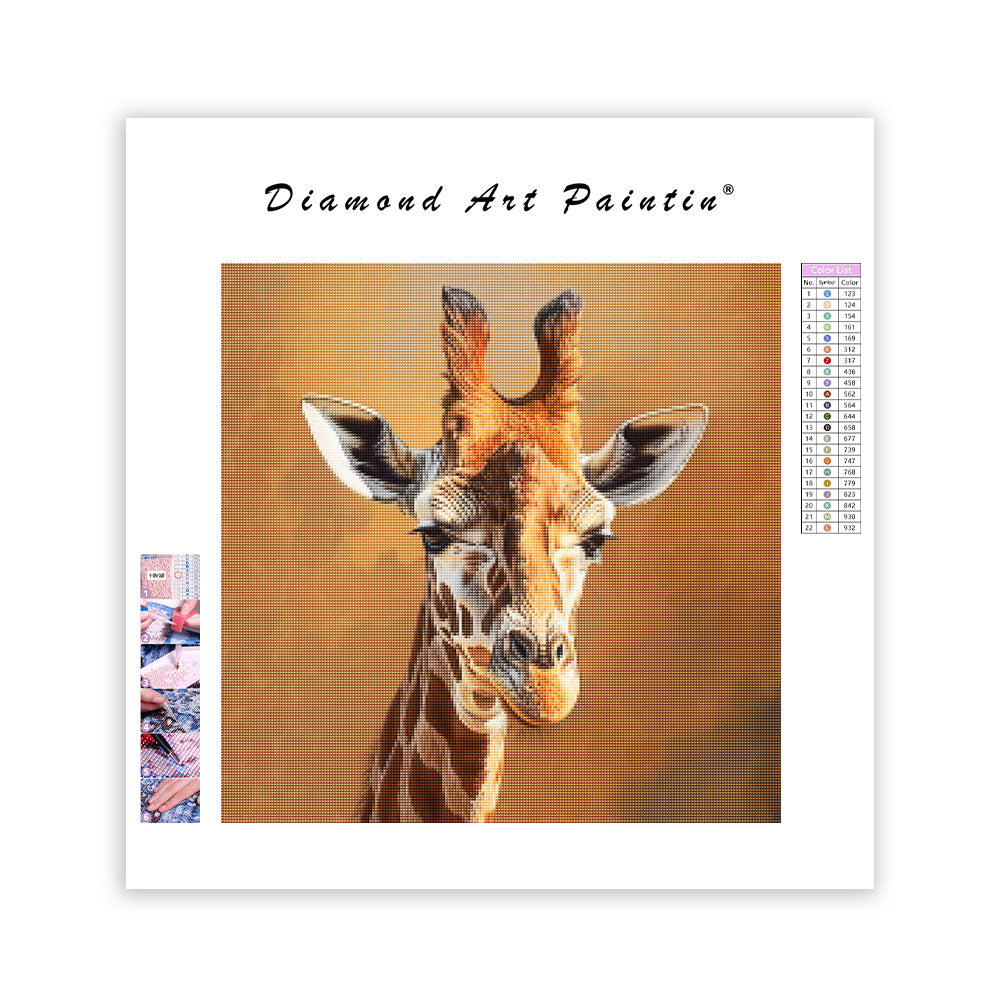 Snyggt giraffporträtt - Diamantmålning