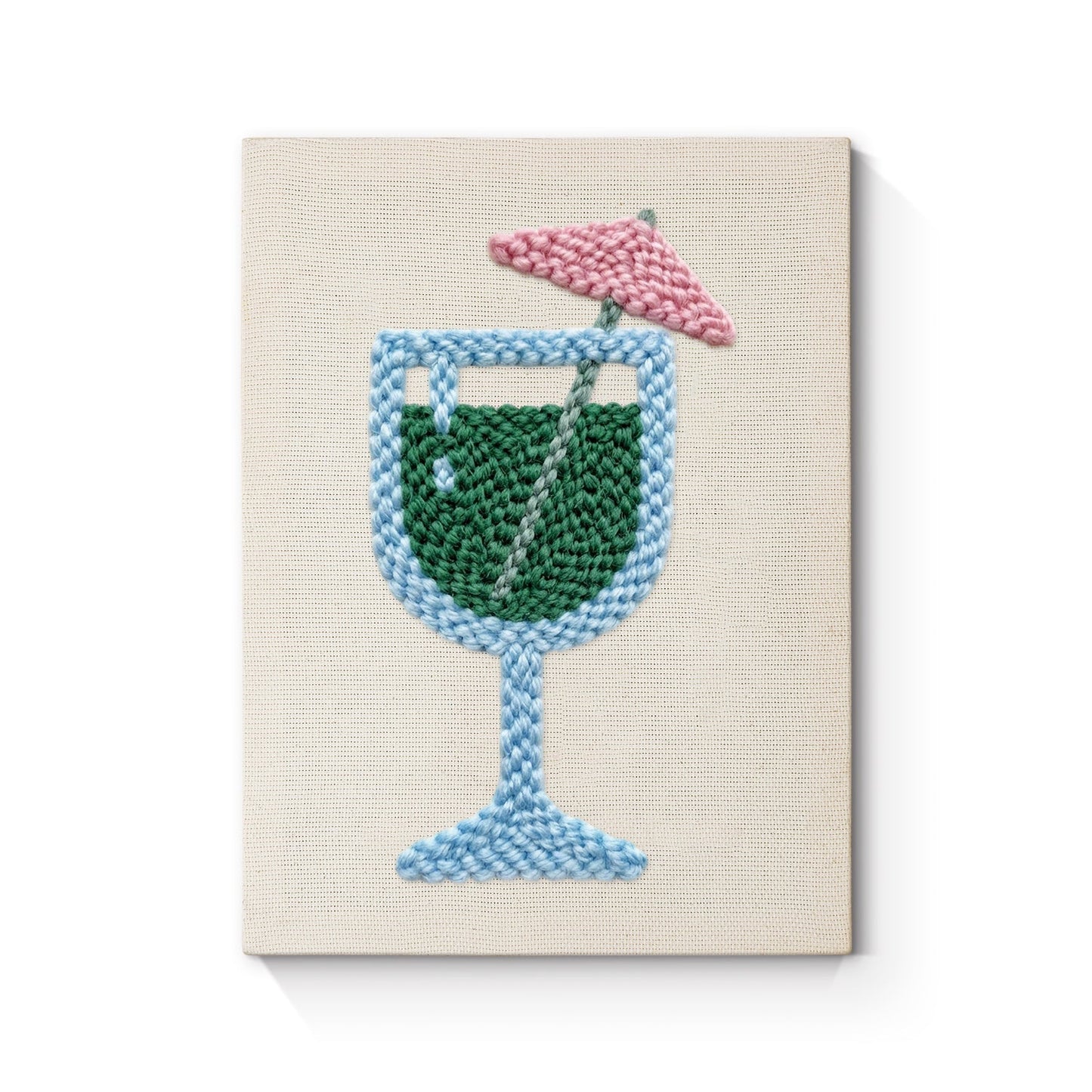 Tropisk grön drink – Punch needle-broderi