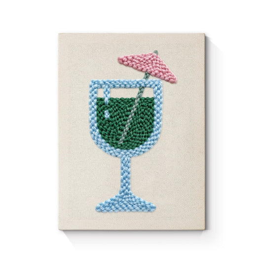 Tropisk grön drink – Punch needle-broderi