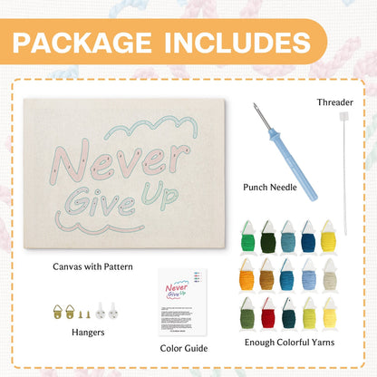 Ge aldrig upp – Punch needle-broderi