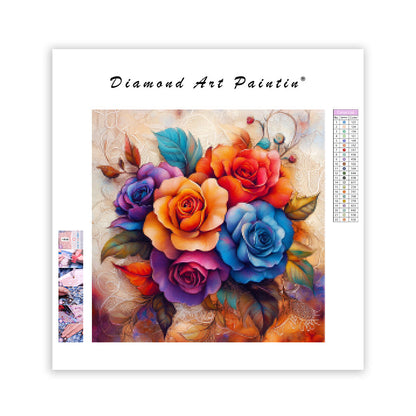 Detaljerat blomstermotiv – Diamantmålning