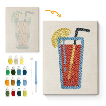 Apelsindrink med citron – Punch needle-broderi