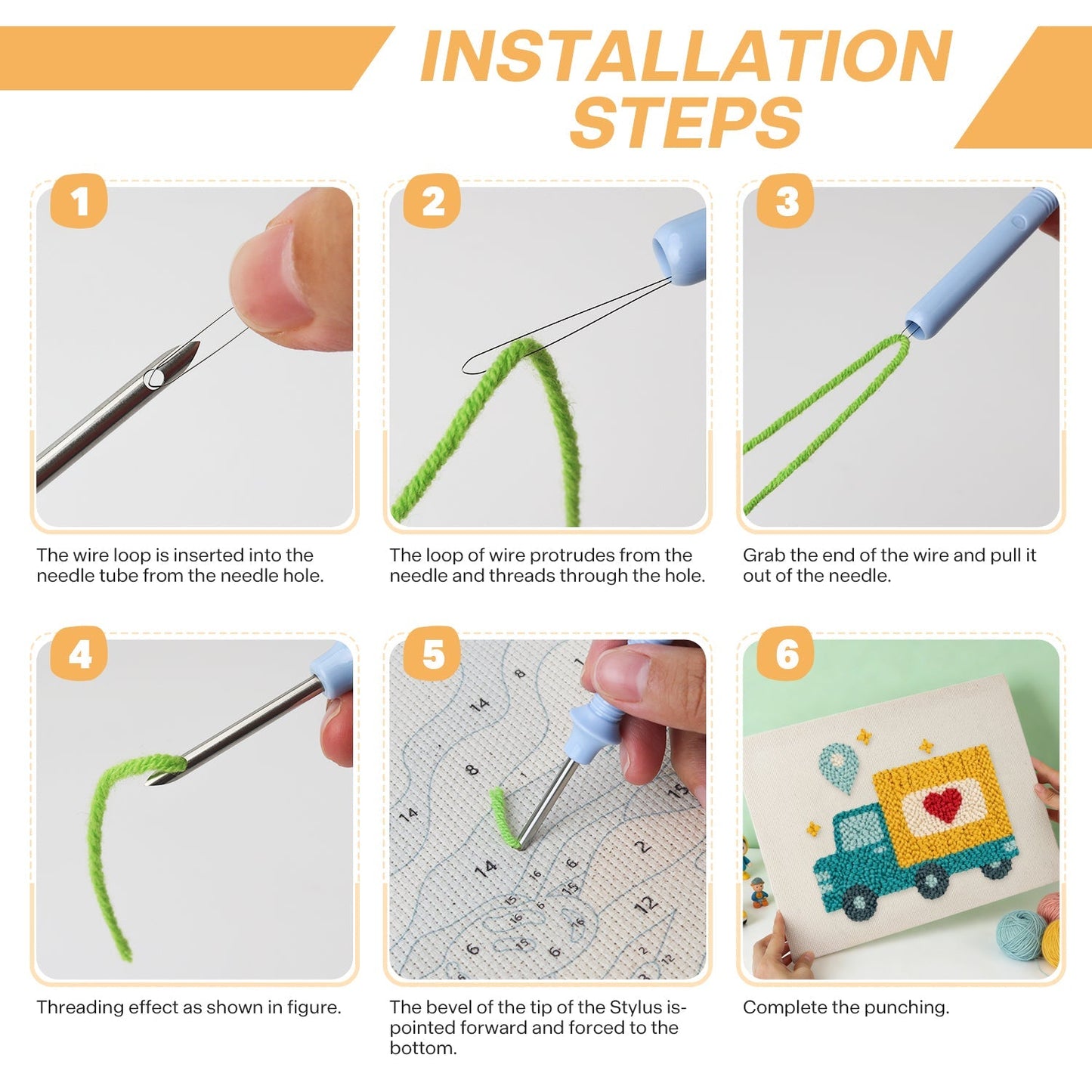 Presentlastbil – Punch needle-broderi