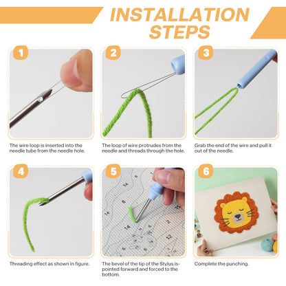 Rytande lejon – Punch needle-broderi