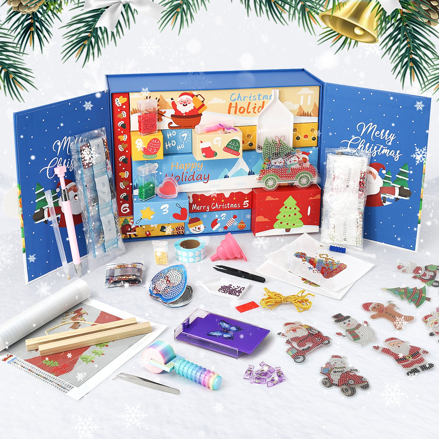 Diamantmålning Julmysterie Presentask-Blå-2