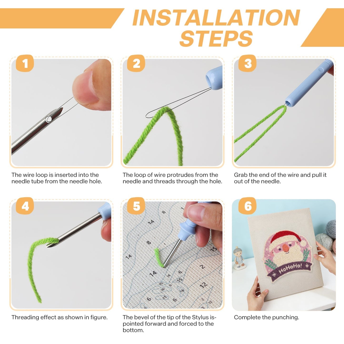 Ho ho ho-jultomte – Punch needle-broderi