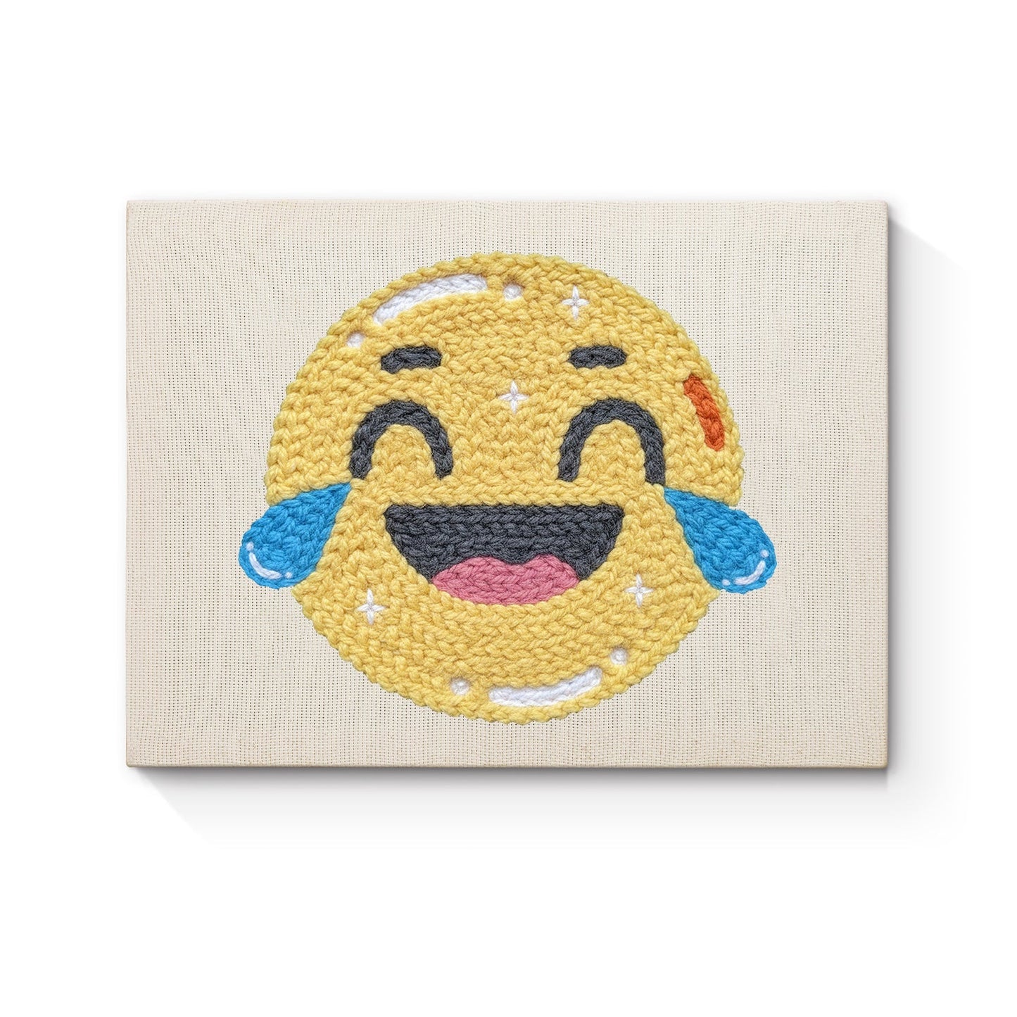 Skrattande emoji – Punch needle-broderi