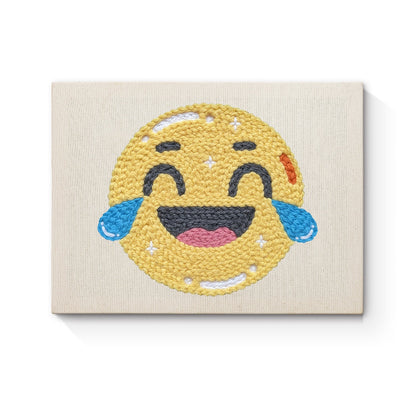 Skrattande emoji – Punch needle-broderi