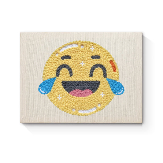 Skrattande emoji – Punch needle-broderi