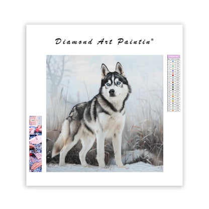 Husky v snehu - Diamantmålning