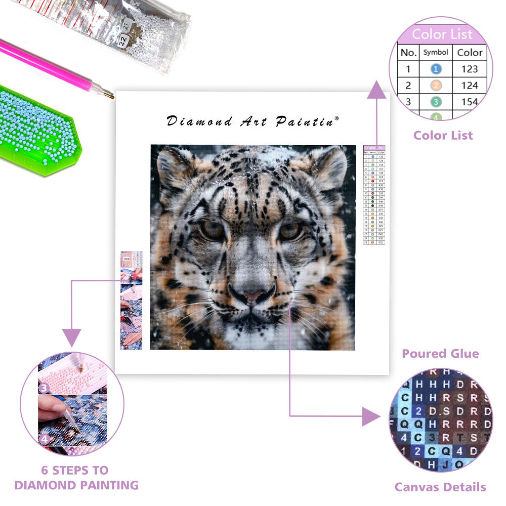 Majestätisk snöleopard – Diamantmålning