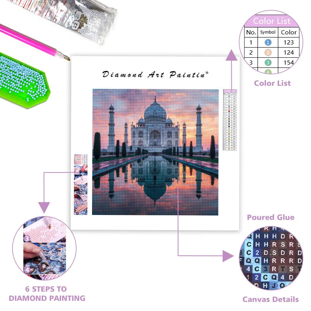 Taj Mahal i soluppgång – Diamantmålning