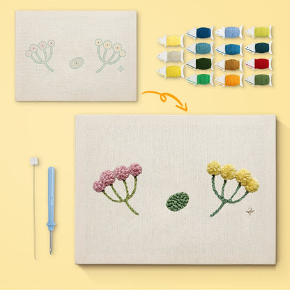 Blomsterarrangemang – Punch needle-broderi