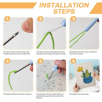 Glad blommande kaktus – Punch needle-broderi