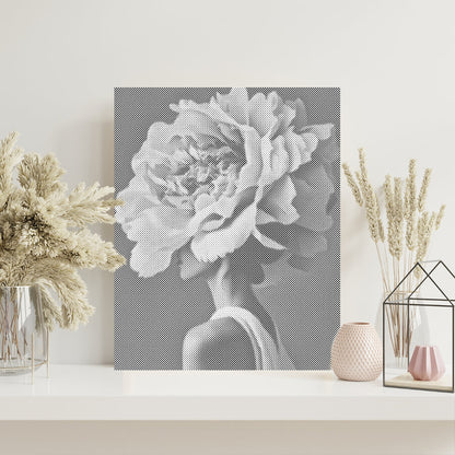 Kvinna med blommor – Punktmålning