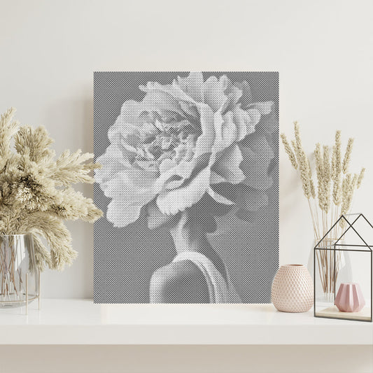 Kvinna med blommor – Punktmålning