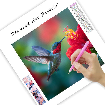 Kolibri- och hibiskusögonblick - Diamantmålning