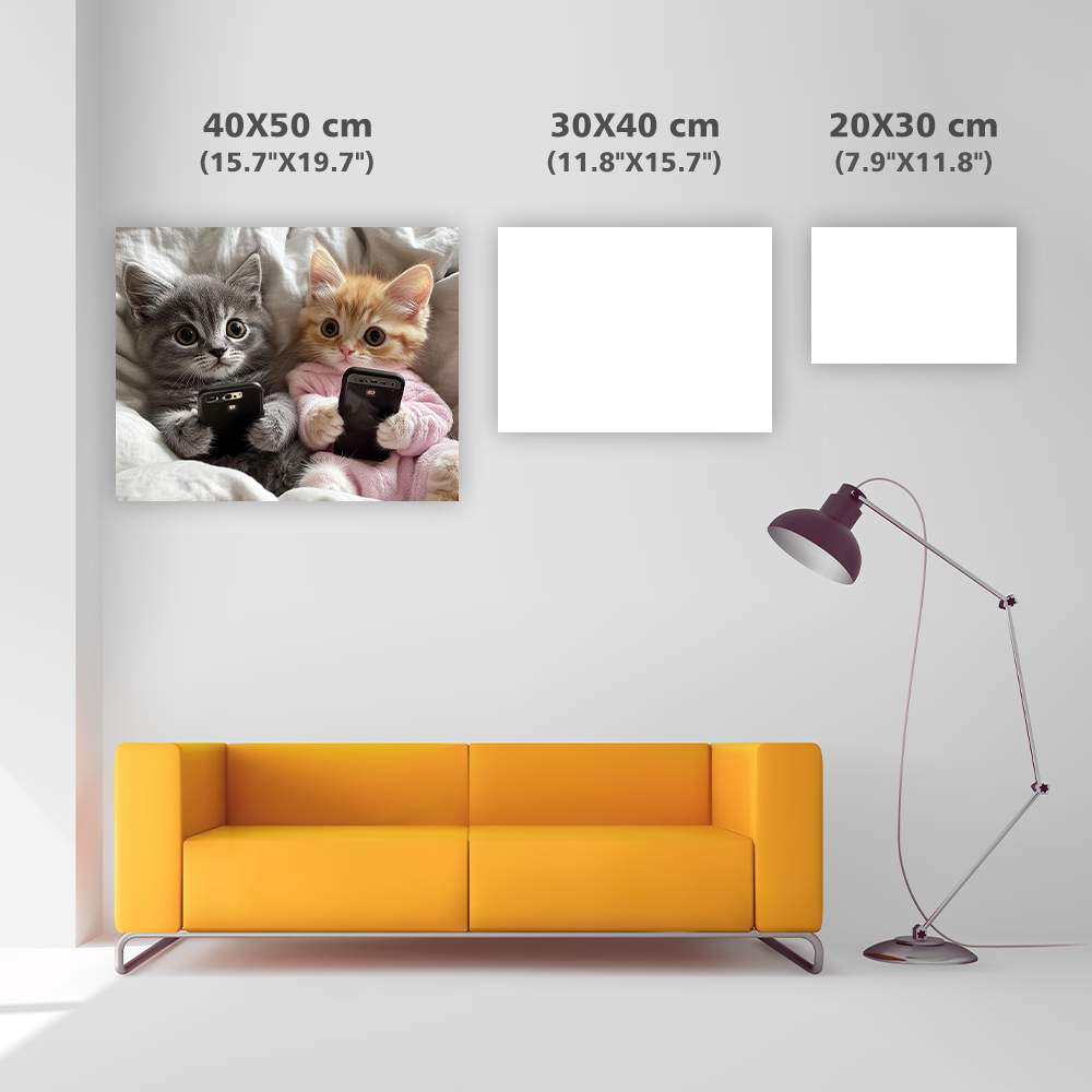 Kattunge som leker med mobiltelefon - Diamond Painting