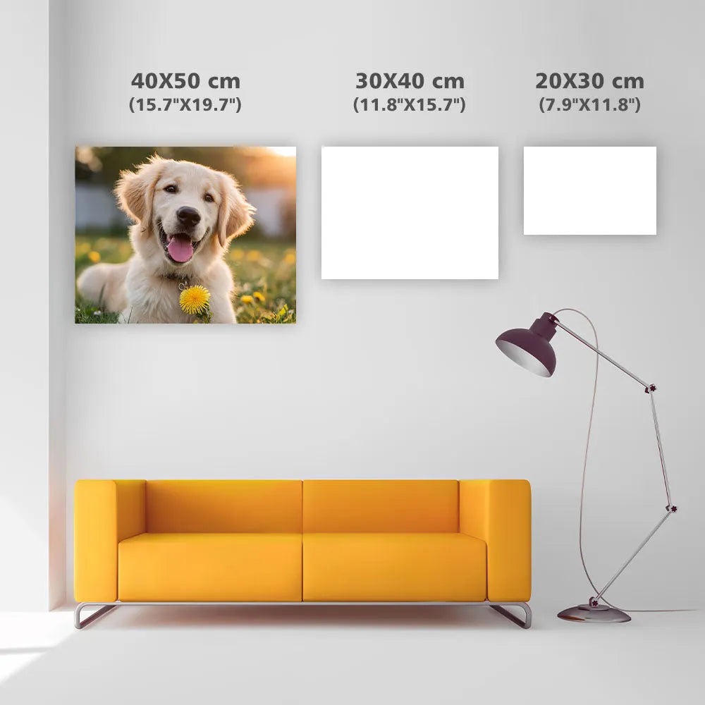 Golden retriever med maskros – Diamantmålning