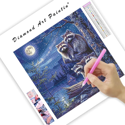 Raccoon Family - DiamantmåLning