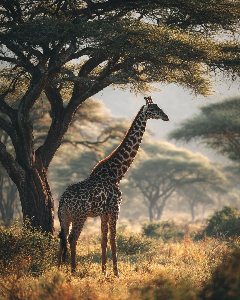 Giraff bland akaciaträd – Diamantmålning