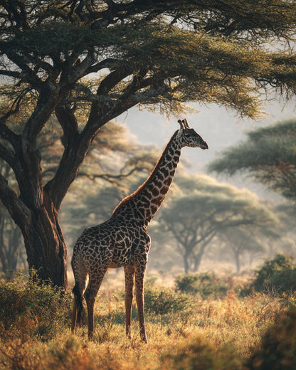 Giraff bland akaciaträd – Diamantmålning